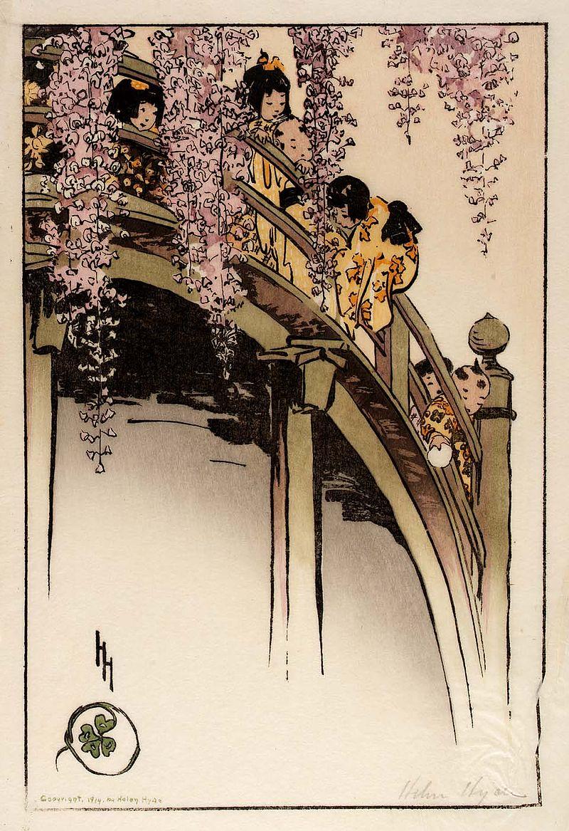 Moonbridge at Kameido, 1914, colour woodcut