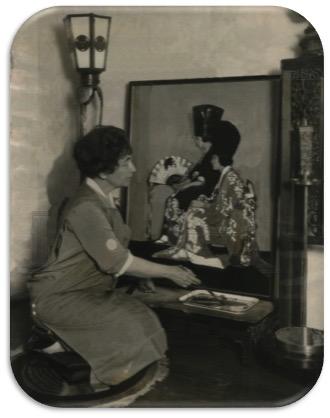 Bertha Lum in her studio