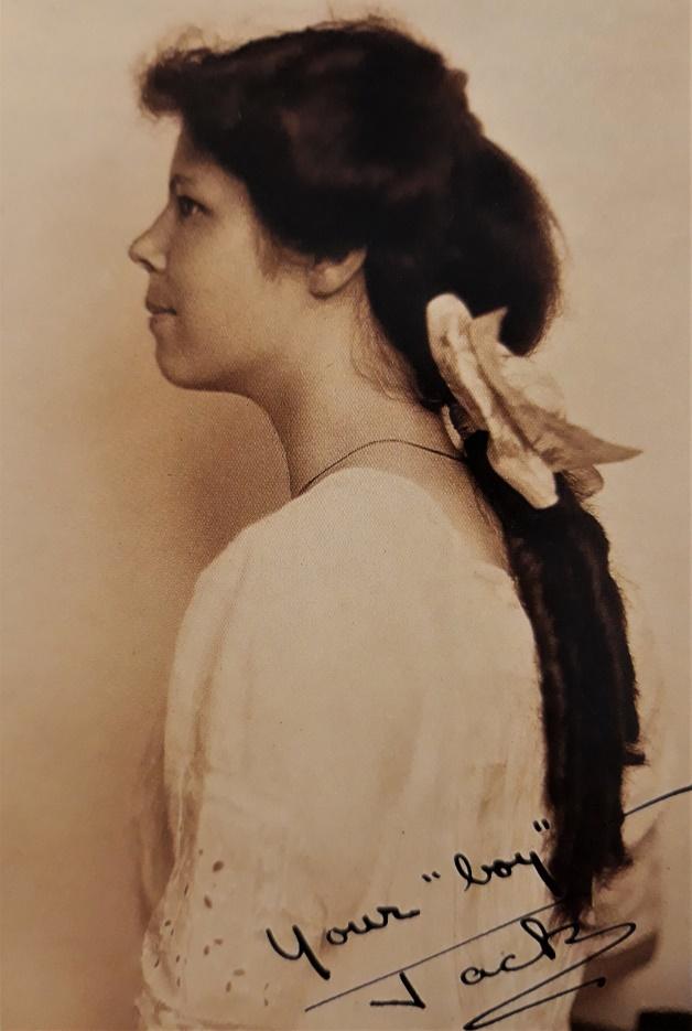 Photo of Lilian Miller taken circa 1910 and signing &quotYour boy Jack"